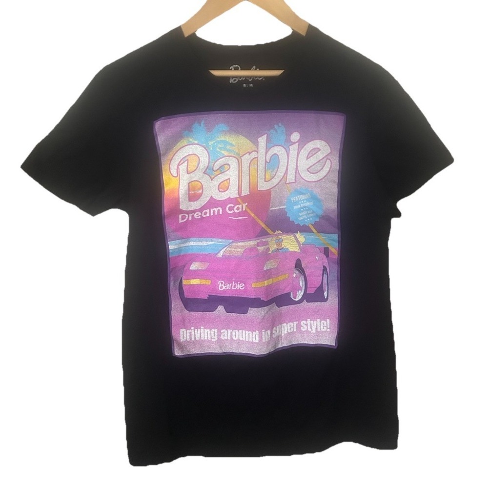 Barbie Dream Car Driving in Super Style! Size M Mattel 2023 Black T-Shirt 534